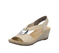 Rieker 624H6-93 Beige Floral Womens Wedge Sandals