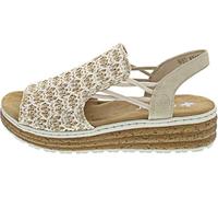 Rieker Women's Wedge Sandals, Beige Silver Cliff, 5 UK