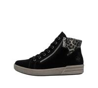 Rieker X0709 womens super soft black suede hi-top sneaker boots (Black, 6.5, UK Footwear Size System, Adult, Women, Numeric, Medium, 6.5)