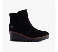 Rieker Y5065 Womens Suede Leather Zip Up Warm Lining Casual Black Ankle Boots