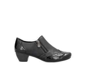 Rieker41757 low heel leather trouser shoe boots with zip