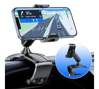 RIEMKSL Car Dashboard Phone Clip Holder, 360° Rotating Dash Steering Wheel Cell Phone Clamp Mount Stand Compatible with 4-7 Inch Smartphones (Black)
