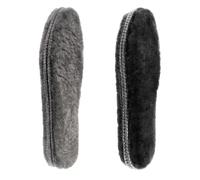 Riemot 2 Pairs Genuine Sheepskin Insoles for Men & Women, Winter Warm Fluffy Wool Insoles, Soft Cosy Furry Lambswool Shoe Inserts Replacements for Snow Boots,Slippers Black Grey EU45（UK11）