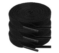 riemot 3 Pairs Flat Shoe Laces 8 mm Wide Trainers Shoelace,Shoelaces for Sneakers,Safety Boots,Sports Shoes,Running Shoes,Replacement Trainer Shoe String for Men Women Adults Kids,Black,100 cm