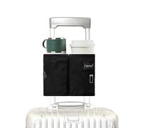 riemot Luggage Travel Cup Holder Free Hand Drink Caddy,Hold Two Coffee Mugs,Fits Roll on Most Suitcase Handles, Black, Luggage Travel Cup Holder
