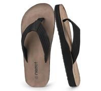 riemot Mens Flip Flops Thong Sandal Men Beach Open Toe Sliders Sandals Leather Walking Sandals Black EU 42/UK 8