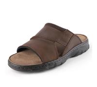 riemot Mens Leather Sandals Memory Foam Footbed Summer Beach Sandal Indoor Outdoor Thick Sole Non-slip Lightweight Slides US8-14, Brown, 9