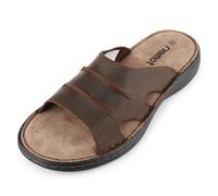 riemot Mens Slide Leather Sandal Summer Beach Indoor and Outdoor Anti-skidding With Two Adjustable Mules/clogs Open Toe Sandals Brown Size UK 13/EU 47