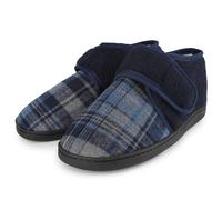 riemot Men's Slippers Comfy Memory Foam Sole Slipper Adjustable Hook Loop Sticker Full Slipper Warm House Shoes Breathable Indoor and Outdoor Shoes for Men, Navy UK9/43EU
