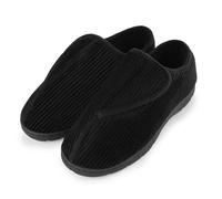 riemot Mens Slippers Easy Close Memory Foam Slipper Wide Fit Adjustable Diabetic Slippers for Edema and Swollen Feet Black UK8/9