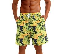 riemot Men's Swimming Shorts with Mesh Lining - Quick-Dry Board Shorts for Sports, Beach Holidays & Surfing, Summer Swim Trunks with Elasticated Waist & Pockets, S Yellow