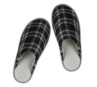 riemot Men's Terry Cloth Slippers four Seasons Comfort Lightweight Shoes Men, Soft Anti-skid Indoor Slipper, Black White EU46-47/UK12-13
