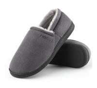 riemot Men's Wool Blend Closed-back Slippers, Indoor/Outdoor Durable House Shoes with High-density Foam Grey 46EU