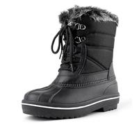 riemot Snow Boots Women Winter Water-resistant Boot Warm Fur Lined Boots Non-Slip Walking Booties Shoes, Black, UK 4