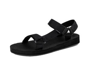 riemot Summer Sandals for Men, Comfort Breathable Beach Casual Walking Sandal, Arch Support Slides with Adjustable Buckle Straps, Anti-slip Outdoor Sports Lightweight Sandals, Black UK10/EU44