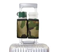 Riemot Travel Luggage Drink Holder Hands-Free Trolley Holds Two Coffee Cups ID Pockets Money Belt for Flight Attendants Travellers Accessories, Camouflage