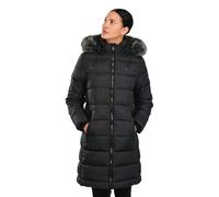 riemot Winter Jackets for Women UK with Detachable Hood Women's Padded Jacket Slim Fit Warm Winter Coats Two-Way Zipper Ladies Insulated Outerwear Parka Coat for Casual and Outdoor Wear, Black, XL