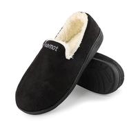 riemot Women's Cozy Memory Foam Loafer Slippers with Warm Fleece Lining, Wool-Like Blend Cotton House Shoes with Anti-Slip Indoor Outdoor Rubber Sole Black 41EU