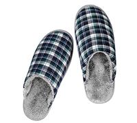 riemot Women's Men's Slippers, Memory Foam Fluffy Comfort Slippers, Winter Warm Indoor Outdoor Shoes, Fur Collar Fleece Lined House Slippers, Ultralight Soft Bedroom Slippers, Blue EU 46-47