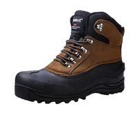 riemot Women's Men's Snow Boots, Waterproof Winter Boots for Dog Walking Hiking Trekking Fishing Riding Hunting, Mucker Yard Boots Gardening Shoes Warm Anti-Slip Ankle Boots, Men Brown UK10/EU44