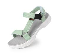 riemot Women's Sports and Outdoor Sandals, Comfortable Summer Sandal with Adjustable Straps, Open-Toe Slip-On Flats, Lightweight Casual Beach Shoes for Walking, Hiking, Trekking, Green, UK 6