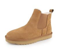 riemot Women's Suede Chelsea Ankle Boots, Slip On Winter Casual Boots | Genuine suede upper with 17mm faux fur lining, memory foam cushioning and lightweight rubber foam outsole for winter comfort.
