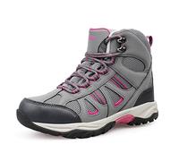riemot Womens Waterproof Hiking Shoes Lightweight Anti-Slip Trekking Boots Breathable Cushioned Trainers for Running Walking Mountain Trails Outdoor Adventures, Grey, UK 8