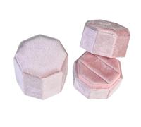 Rieoany 2Pcs Elegant Octagonal Double Ring Boxes Set with Velvet Finish, Perfect Wedding Ring Box Holder and Jewelry Gift for Women in Pink. Features Lid-Detach Design & Secure Closure
