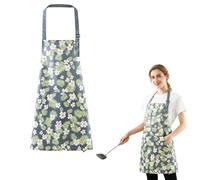 Rieoany Adjustable Flower Chef Apron with Large Capacity Pocket Reusable Waterproof Kitchen Apron for Women Men Cooking BBQ Hairdressing Cleaning Gardening Pottery Painting Baking Blue