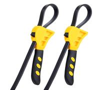 Rieoany Adjustable Strap Wrench 2 Pack, Oil Filter Removal Tool with Rubber Belt, Universal Plumbers Wrench for Pipes Jars Professional