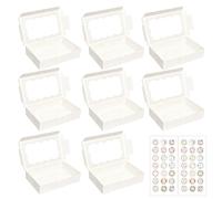 Rieoany Cake Boxes, Cardboard Box with Window, 20 Transparent Cookie Box, Suitable for Packaging Macarons, Cakes, Candies, Christmas and Wedding Party Gift Boxes, with 42 thank you stickers