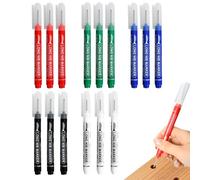 Rieoany Deep Hole Marker 15 Pack, Long Nib Tracer Pen for Metal Wood Tile, Fine Tip Marking Pen for Carpentry Plumbing Construction in 5 Colors