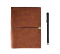 Rieoany Loose-Leaf A5 Notebook, Vintage Leather Journal, Detachable Strap, Includes Black Gel Pen,17.2x23.5 cm, 100 Sheets Included, Red-Brown