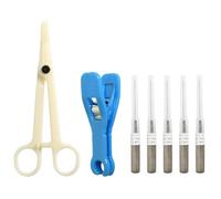 Rieoany Piercing Needle Kit, 5 Pcs Piercing Needles with Tube Sleeve, Kit Needle with Round Jaw Clamps and Open Jaw Pliers, for Nose, Ears, Lips and Eyebrows (Gray, 16G/1.2mm)