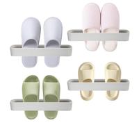 Rieoany Wall-Mounted Shoe Rack, 4-Pack, Small Hanging Shoe Holder, Wall Storage Organizer for Bathroom, Toilet, Shower, Narrow Space, White Organizer Rack