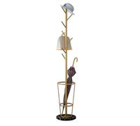 RIEONA Coat Rack with Umbrella Holder, Floor Standing Metal Tree Stand, Metal Self-Standing Coat Rack and Umbrella Stand for Living Room Bedroom Office (Color : Gold+black)