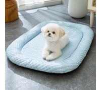 RIEONA Dog Cooling Bed, Dog Cooling Mat Ice Silk Pet Cooling Pad, Dog Cooling Mat, Blue Dog Bed or Cat Bed for Crate Kennels Sofa Floors Car Outdoor(Blue,S)