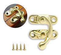 Rierdge 10 Pcs Antique Latch Hook, Antique Jewelry Box Latch, Antique Right Latch Hook with Screws for Wood Jewelry Box Toolbox Suitcase Case (Gold)
