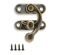 Rierdge 10 Pcs Antique Latch Hook, Antique Jewelry Box Latch, Antique Right Latch Hook with Screws for Wood Jewelry Box Toolbox Suitcase Case (Bronze)