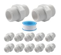 Rierdge 12Pack 3/4 Inch PVC Pipe Fitting Hex Nipple Male Thread Coupling Adapter Connector, G3/4 X G3/4 Male Thread Adapter for Irrigation & Cold Water Systems