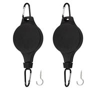 Rierdge 2 Pack Retractable Plant Pulley Adjustable Hanging Basket Hooks for Hanging Plants, Black (Buckle Type)
