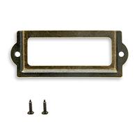 Rierdge 30 Pcs Antique Label Holder, 3.3 Inch Long Metal Office File Cabinet Shelves Drawer Name Card Label Holder Frames with Screws (Bronze)