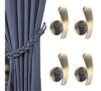 Rierdge 4 Pack Bronze Curtain Tieback Hooks, Curtain Holdback Hooks for Wall Mounted, Decorative Hooks Drapery Tiebacks with Screws (4 Pack Bronze)