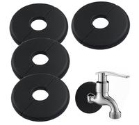 Rierdge 4 Pcs Black Wall Split Flange for 0.6"/16mm Pipe