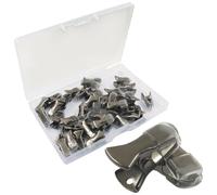 Rierdge 40 Pcs Small Alligator Clamps Metal Clips - Flat Mouth Mini Clips Tiny Utility Clamps for Crafts, DIY, Badge Holders(Black)