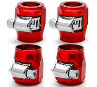 Rierdge AN6 Flexible Hose Finisher Clamp Rubber Hose Pipe Clip with Screw Band for Gas/Oil/Fuel/Diesel/Air and Water Hose Tube, Red, 4Pcs