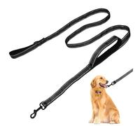 Rierdge Heavy Duty Leash with Double Handle, 1" Wide 6FT Traction Rope, Nylon Dog Training Leashfor Large Pulling Dogs, Black