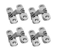 Rierdge Hidden Hinge Stainless Steel 180 Degree Invisible Cross Hinges for Kitchen Cabinet Door Frameless Concealed Hinge with Screws, 4pcs