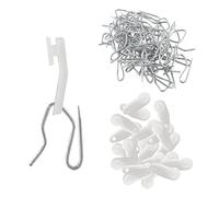 Rierdge Plastic Traverse Rod Slides & Metal Curtain Hooks, 50 Sets Curtain Track Gliders & Drapery Hook Pins Window Curtain Accessories