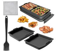 Rierousy 2-Pack Silicone Baking Tray Dividers for Tefal OptiGrill XL, Includes Silicone Brush & Spatula, 16 x 12 Inch